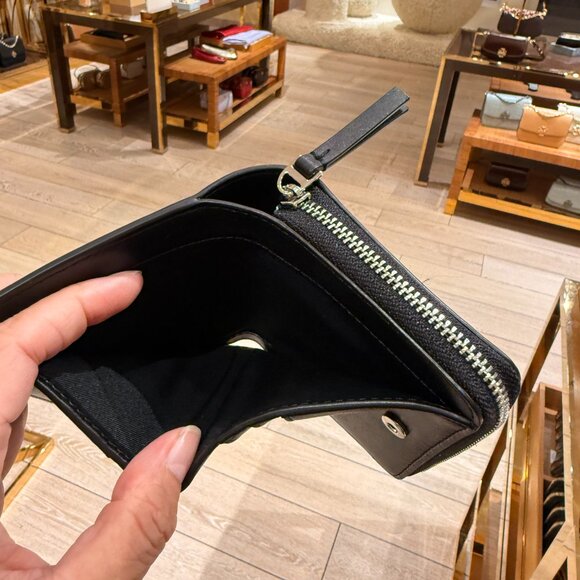 Tory Burch Emerson Mini Wallet 176905 Black Tossed Bow $215 - Picture 5 of 7